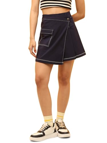 ONLY Women Wrap High-Rise Navy Skirt