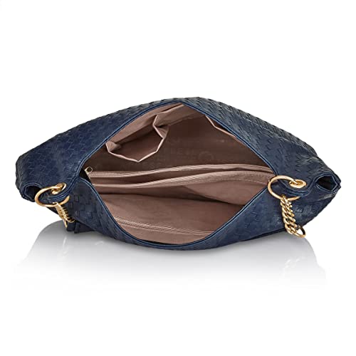 Caprese Nikita Hobo Bag, Medium | Stylish Shoulder Bag for Women with Multiple Compartments & Secure Zip Closure | Premium Metal Logo, Back Pocket | Perfect for Casual & Daily Use (Navy)