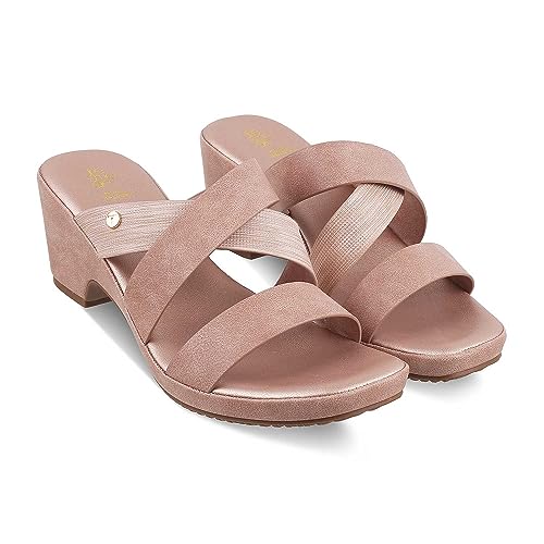 tresmode Freeport Women's Pink Dress Block Heel Sandals - Elevate Your Look with Style and Comfort|| Size (EU-38/UK-5/US-7)