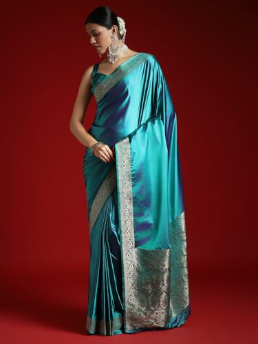 AKHILAM Women's Kanjivaram Woven Soft Silk Saree With Blouse Piece