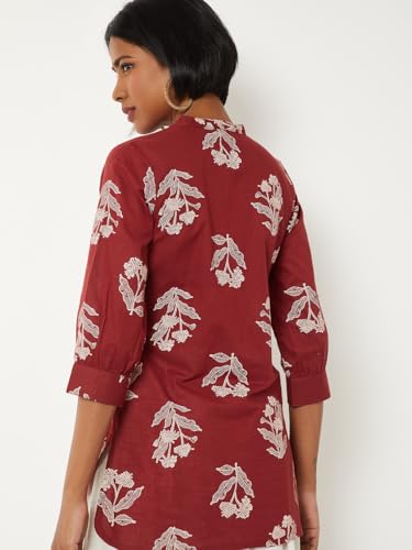 Max Women Printed Straight Kurti (Orange_L)