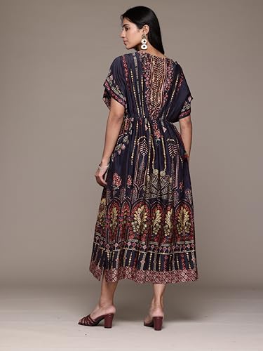 Ritu Kumar Round Neck Half Sleeves Long Dress Black