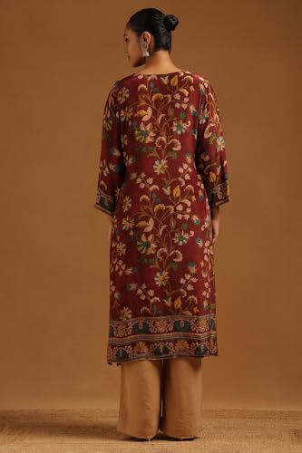 Soch Womens Wine Crepe Botanical Kurta