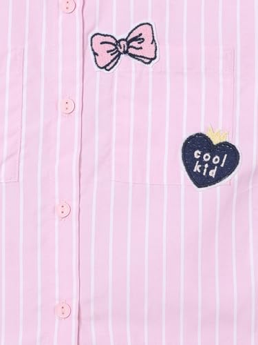 Max Girls Striped Regular Fit Shirt (Pink_6-8 Y)