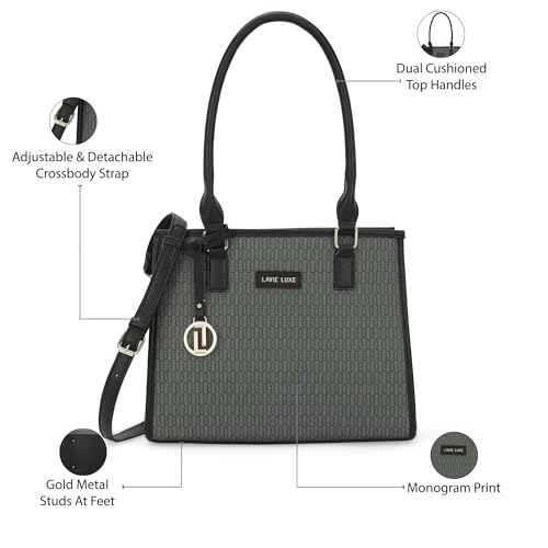 Lavie Luxe Women's Quad24 Extra Large Box Satchel Bag for Women | Satchel Handbag for Work | Ladies purse | Stylish Shoulder Bag | Gift for Women