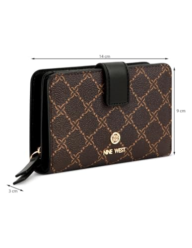 Nine West Lockup 9s French Wallet, Brown Black