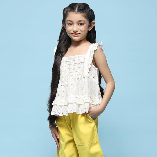 BIBA Girls Solid Tired Kid(KWSAMARKAND5735_White_9)