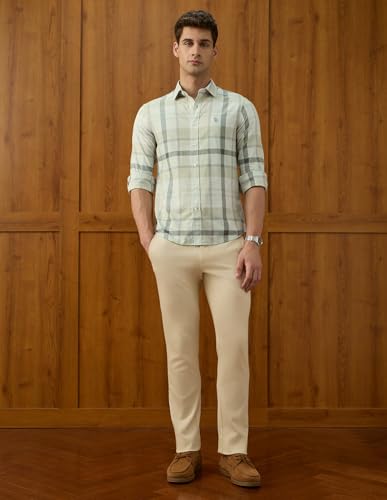 U.S.Polo ASSN. Men's Checkered Tailored Fit Shirt (USSHT2960_Light Green