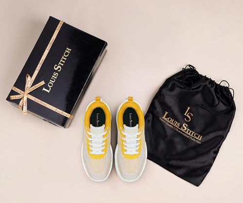 LOUIS STITCH Women’s Golden Hour Lightweight Athleisure Sport Shoes | Lightweight Casual Sneakers | Lace-Up Sneaker and Athleisure Wear| Perfect for Casual, Gym & Travel Wear | LSLD-ATH-YL | UK-4