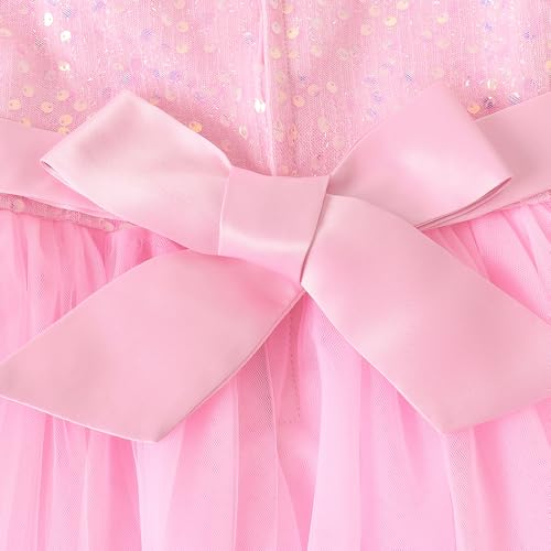 Hopscotch Girls Pink Short Sleeves Sequin Embellished Dress for Age (18-24 Months)