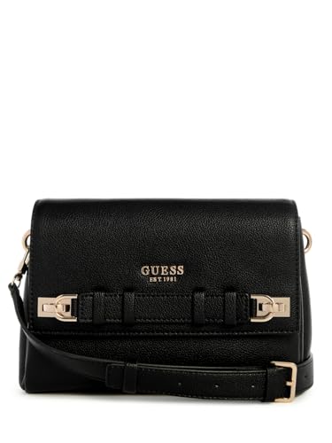 GUESS Black Textured Gregoria Flap Crossbody Bag