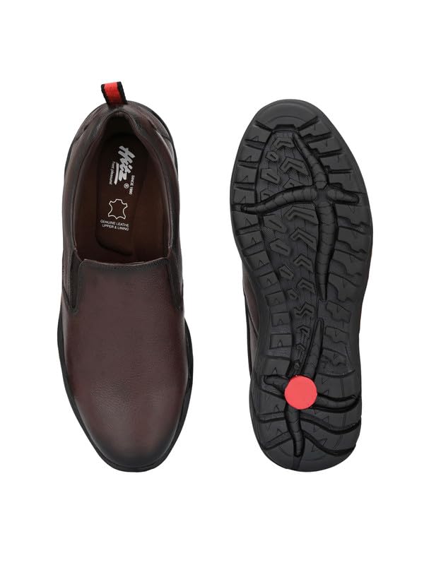 HITZ Men's Brown Leather Slip-On Formal Shoes - UK 8