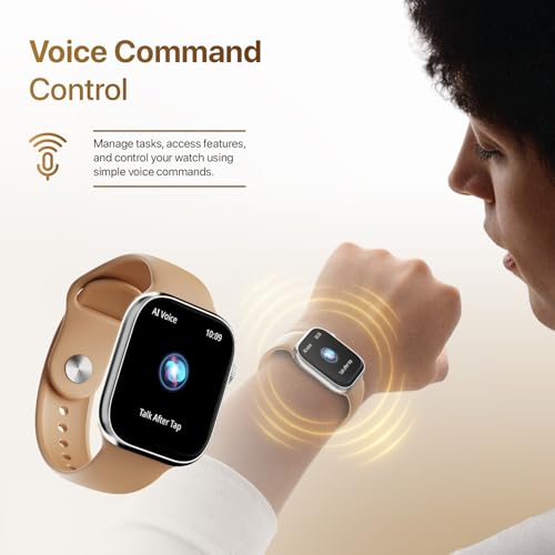 Fire-Boltt Ninja X Ring Smart Watch with 1.96” Large Display, Bluetooth Calling, Wireless Charging, AI Voice Assistant, 500+ Watch Faces, Health Suite, Smart Watch for Man & Woman – Mocha Mousse