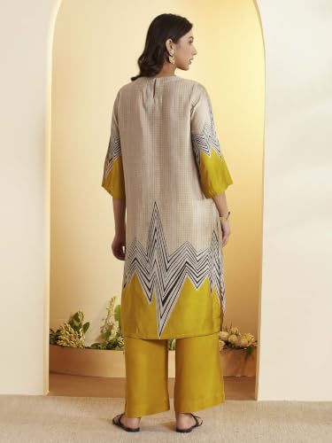 BIBA Viscose Blend Printed Straight Casual Kurta With Palazzo And Dupatta
