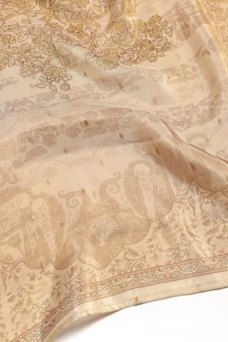 Soch Womens Beige Russian Silk Botanical Salwar Suit With Beads And Stones