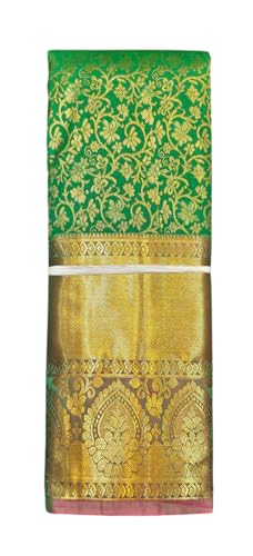 VFCollections Women's Traditional Handloom Kanchipuram Silk Pure Pattu Sarees | Rich Zari Woven Design | Unstitched Blouse (VFC519-3)
