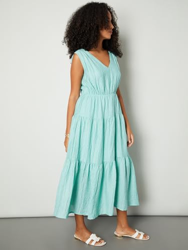 Max Women's Wool Blend A-Line Below The Knee Dress (B25WCLFSCTS119EX_Blue