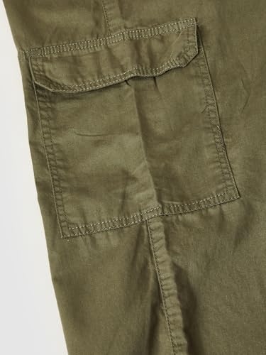 Max Girls Solid Cargo Parachute Trousers (Green_10-12 Y)