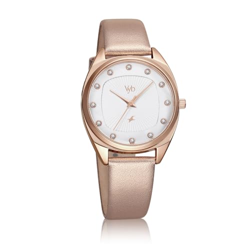 Fastrack Vyb Quartz Analog Silver Dial Leather Strap Watch for Women-FV60023WL01W