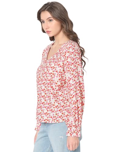 Vero Moda Women's Floral Regular Fit T-Shirt (10319744- Seacrest