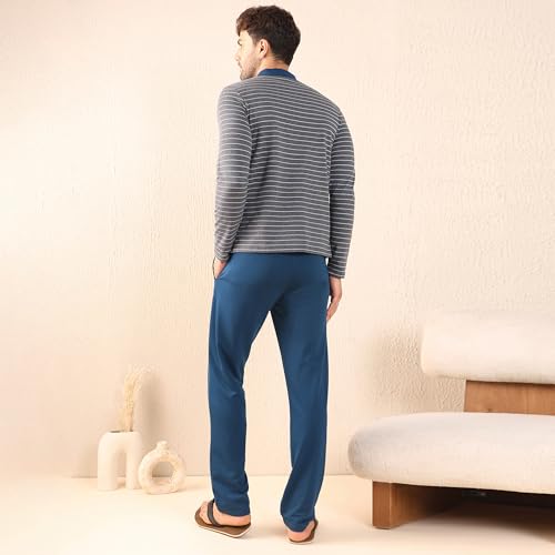 Sweet Dreams Men's Striped Printed Pyjama Set
