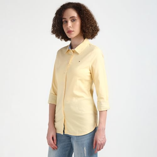 Tommy Hilfiger Yellow Solid Spread Collar Full Sleeve Shirt
