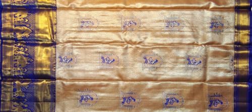 VFCollections Women's Traditional Handloom Kanchipuram Silk Pure Pattu Sarees Royal Wedding Border & Bridal Butta | Rich Zari Woven Design | Bridal Saree | Unstitched Blouse