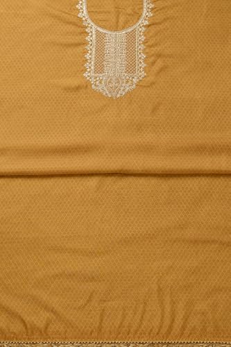 Soch Womens Mustard Organza Geometric Print Unstitch Dress Material With Zari