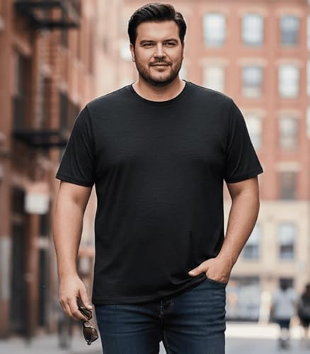 Khakey Men's Round Neck Half Sleeve Pure Cotton Dark Melange Plus Size T-Shirt | Tshirt for Men 3XL