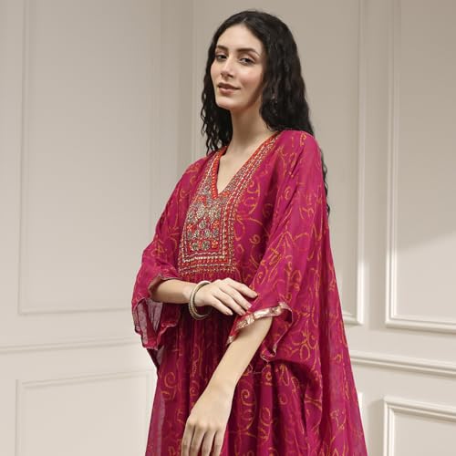 Biba Women Red Viscose Straight Printed Kurta Set_32