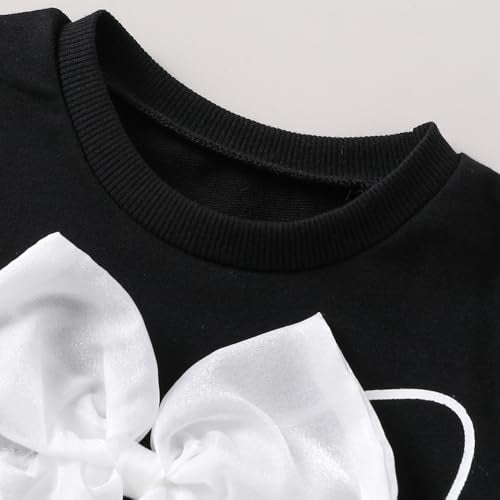 Hopscotch Girls Black Full Sleeves 2-Pc Bow Applique Jeans Set For Age (4-5 Years)