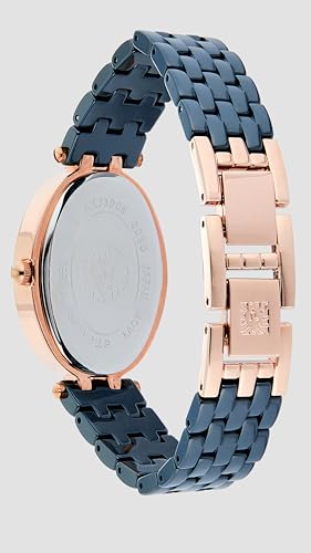Anne Klein Quartz Analog Blue Dial Rose Gold with Blue Ceramic Strap Watch for Women