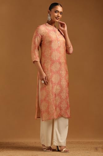Soch Womens Onion Pink Muslin Ethnic Motifs Kurta