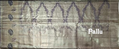 VFCollections Women's Traditional Handloom Kanchipuram Silk Pure Pattu Sarees – Butterfly Butta & Flowers Border | Rich Zari Woven Design | Bridal Saree | Unstitched Blouse (VFC696-1)