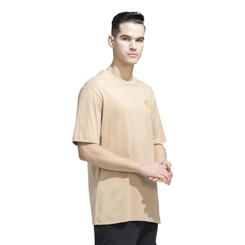adidas Men M Cheese T Casual T-Shirts, Brown, Medium