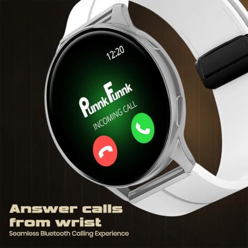 PunnkFunnk Evo Vista Smartwatch for Men & Women | 1.43" AMOLED Full-Touch Round Display | Bluetooth Calling, 120+ Sports Modes, Heart Rate & SPO₂, IP68 Waterproof Smart Watch- (Magnetic White)