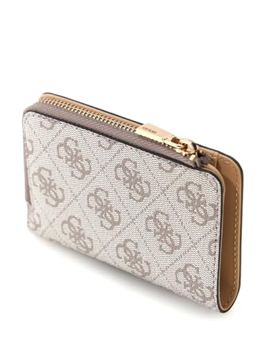 Guess Dark Taupe Logo Printed Zipper Laurel Zip Around Wallet