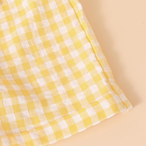 Hoscotch Girls Gingham Yellow Sleeveless Overall Set For Ages (5-6 Years)