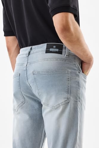 SNITCH Men Jeans Casual Wear Light Blue | Comfort Fit, Button & Zip Closure, Smooth Texture, Light Fading | Durable Cotton Blend, Medium Stretch, Full Length, 5 Pockets
