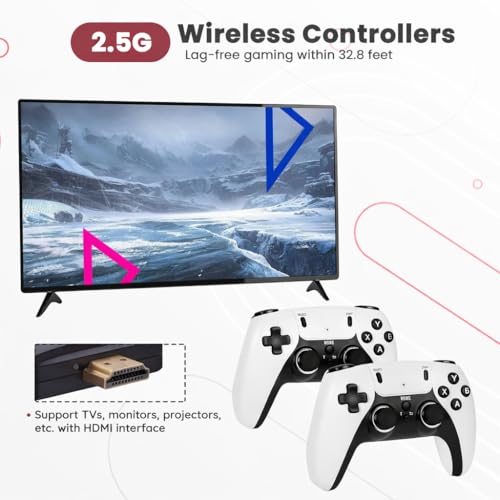 VOILA M22 v2.5 Retro Gaming Console 64GB – Plug & Play HDMI TV Stick with 30,000+ Classic Video Games, Dual Wireless Controllers, 1080P HD Output – Compatible with TV & Monitor – CE, ROHS & BIS Certified