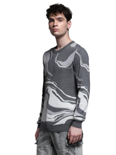 Jack & Jones Men Regular Fit Grey Sweater