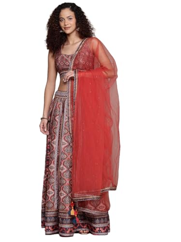 Multi Wanderlust Square Neck Blouse With Lehanga And Dupatta