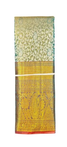 SREE KUMARAN Women's Kanchipuram Silk Pure Pattu Sarees - Seft Design - | Unstitched Blouse (VSK102-1)