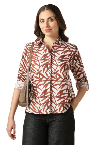 Women Brown Print Long Sleeves Shirt