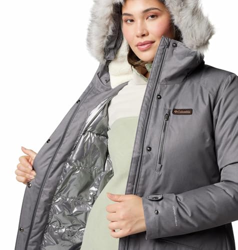 Columbia Womens Suttle Mountain Long Insulated Jacket, City Grey, M