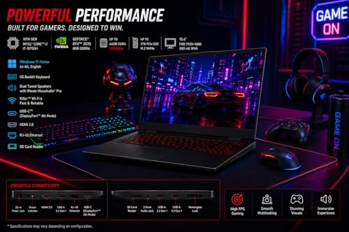 Dell G5 15.6" FHD 144Hz Gaming Laptop, Intel Core i7 (6 Cores, Up to 5.0GHz), 32GB RAM, 2TB SSD, NVIDIA GeForce RTX 2070 8GB, Wi-Fi, Bluetooth, USB-C, HDMI 2.0, Backlit Keyboard, SD Reader, Win 11