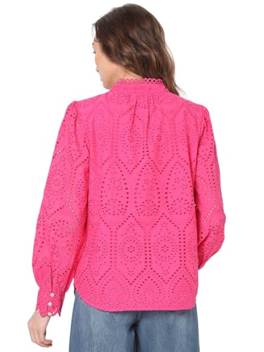 VERO MODA Women Self-Design Pink Cotton Regular Fit Shirt