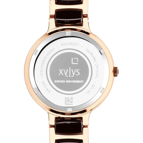 Xylys Amalgam Swiss Analog Rose Gold Steel and Ceramic Strap Mother of Pearl Dial Watch for Women
