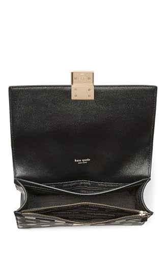 kate spade new york Women's Deco Leather Flap Chain Crossbody, Black Polka Dot, One Size