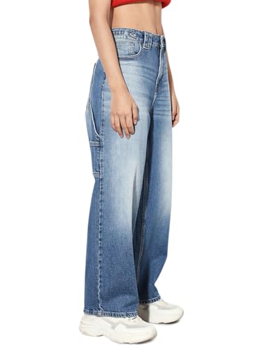 ONLY Women Straight Fit High-Rise Blue Jeans